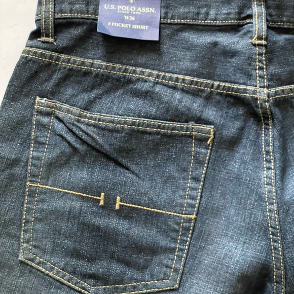 US Polo Association Shorts Men's Denim Dark Blue Wash Size 36 baggy relaxed fit - Picture 6 of 7